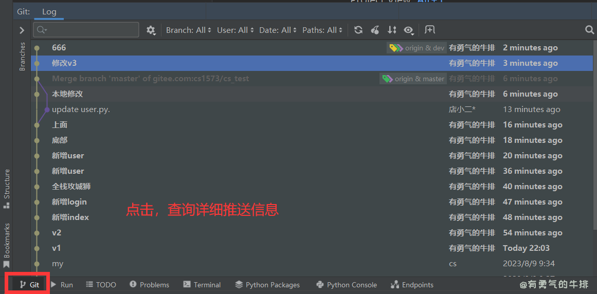 查询 Git 推送记录