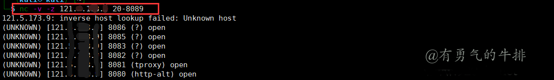 netcat扫描某段端口