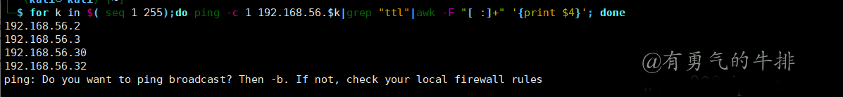 linux ping扫描内网主机