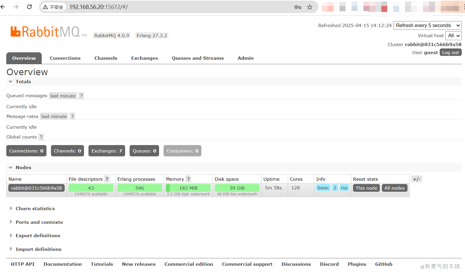 rabbitmq管理面板