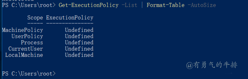 Windows PowerShell Get-ExecutionPolicy -List